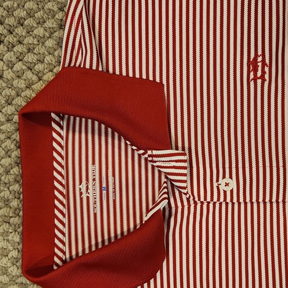 Southern Tide Red Striped performancePolo Shirt sz M LIKE NEW - Picture 2 of 4